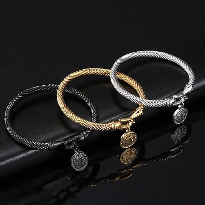 14K Gold Filled San Benito Bracelet For Women And Men, Saint Benedict Medal Bracelet Adjustable String Bracelets Religious, Pulseras De San Benito, Rosario De San Benito