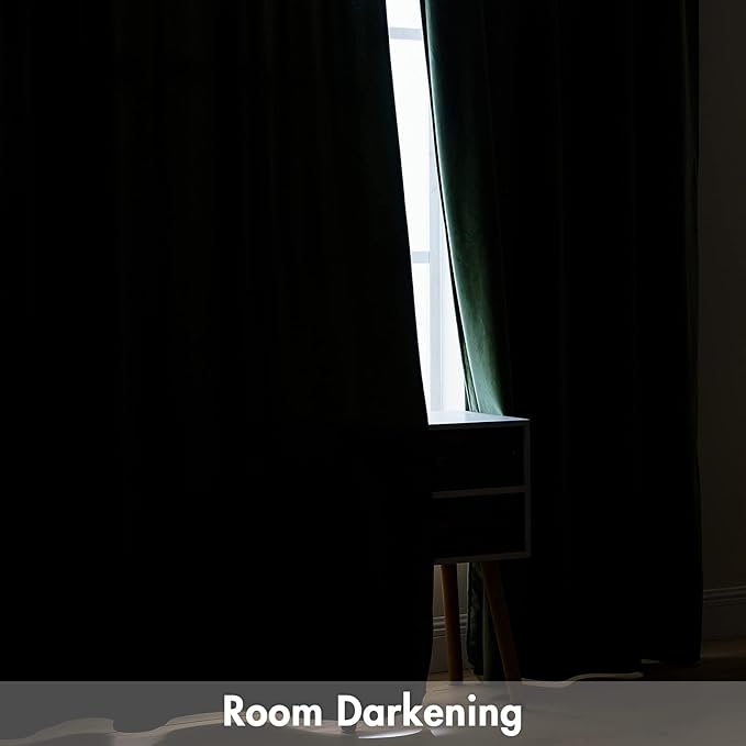 MIULEE Olive Green Blackout Velvet Curtains Drapes 72 Inch Long 52"x72" | Luxurious Bedroom Living Room Decor, Room Darkening, Thermal Insulated, Rod Pocket Design, Super Soft Fabric
