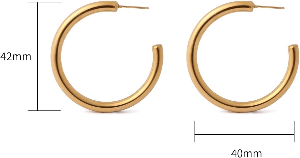 18K Gold Plated Hoop Earrings for Women Chunky Huggie Earrings Minimalist Gold Jewelry Valentine's Day Gift for Girlfriend Wife