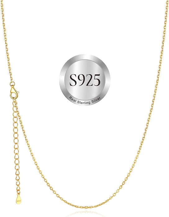 SILVERCUTE 925 Sterling Silver Necklace for Women,1mm/1.3mm/1.5mm/1.6mm Thin Silver Cable Chain/Box Chain/Rope Chain Necklace with Extension Chain,18/20/22/24/26/28/30 Inch