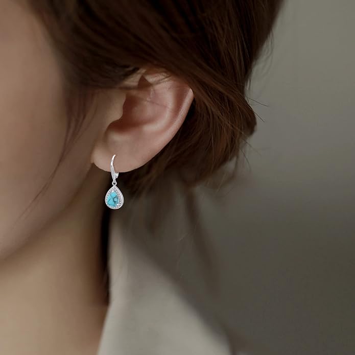 Trendy Dangle Earrings for Women Teen Girls Sterling Silver 12 Birthstone Earrings Minimalist Hypoallergenic Earrings for Sensitive Ears Jewelry Gifts
