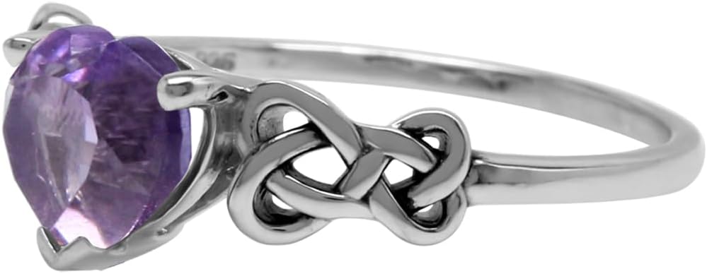 Silvershake 7MM Heart Shape 925 Sterling Silver Celtic Heart Knot Filigree Solitaire Promise Ring Jewelry for Women