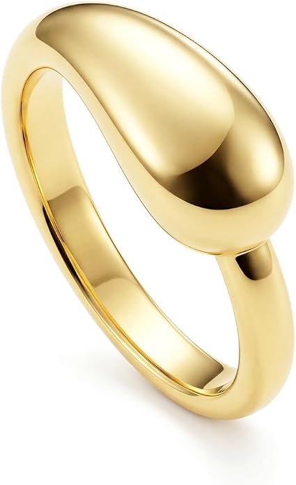 FRUMOS Non Tarnish Gold Wedding Band Rings For Women,14k Gold Stacking Rings,Open Statement Band Rings,Valentines Mother Christmas,size 6-9