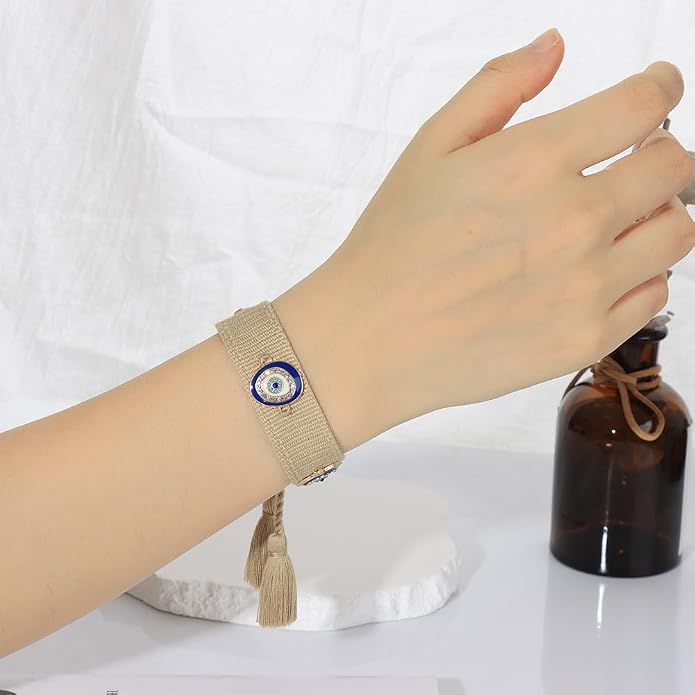 Evil Eye Woven Lover Friendship Bracelets Handmade Adjustable Tassel Friend Gift for Women An Elegant Talisman of Protection and Good Fortune