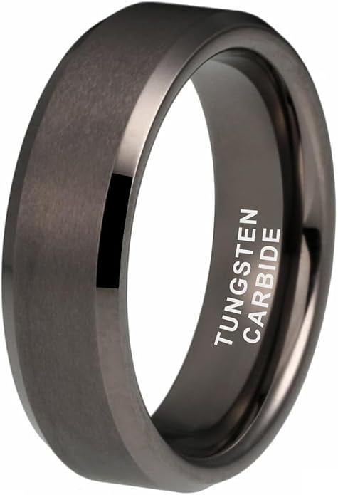 TUTISS 6mm 8mm Tungsten Rings for Men Women Fashion Engagement Wedding Bands Matte Finish Beveled Edges Comfort Fit
