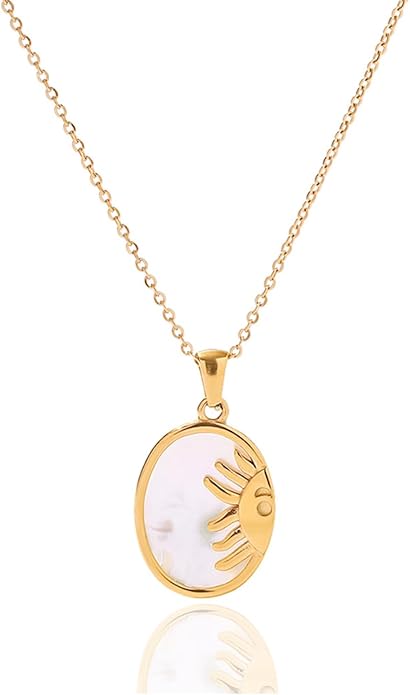 Unisex Celestial Gold Pendant Necklaces, Sun/Moon/Star/Angle Celestial Elements Unisex Choker Gold Lover Chains for Men and Women Jewelry