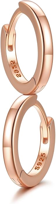SILVERCUTE 925 Sterling Silver Huggie Hoop Earrings for Women,Hypoallergenic Small Hoop Earrings Lightweight Silver/14K Gold Hoops Cartilage Earrings for Women,8/10/12mm
