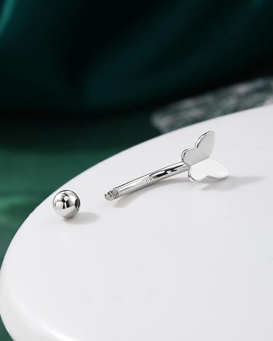 COCHARM 10K Yellow Gold Butterfly Belly Button Rings 10K Real Gold Belly Rings 10K Gold Belly Piercing Jewelry for Women Gold Upside Down Nave Rings