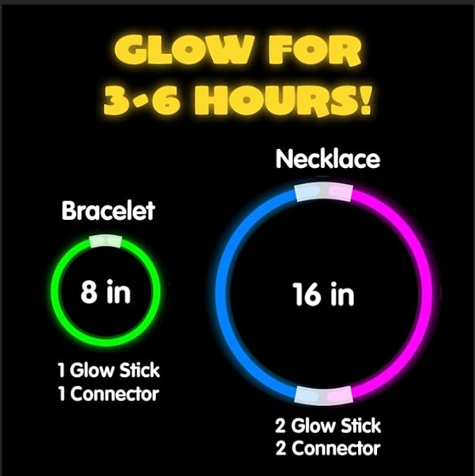 JOYIN 1000 Pcs 8" Glow sticks Bulk Party Favors Pack, Neon Glow in the Dark Party Supplies, Light Up Necklaces and Bracelets with Connectors, Easter, Football, Birthday Decorations