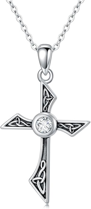 Cross Necklace for Women 925 Sterling Silver Crucifix Pendant Christian Cross Jewelry for Women Men