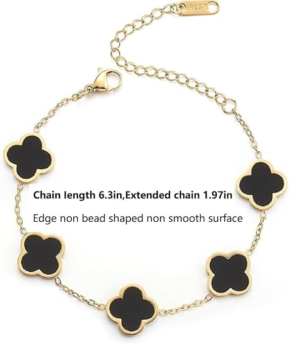 18K gold-plated mother of pearl enamel, adjustable clover lucky bracelet for women/New Year gift/Valentine's Day gift