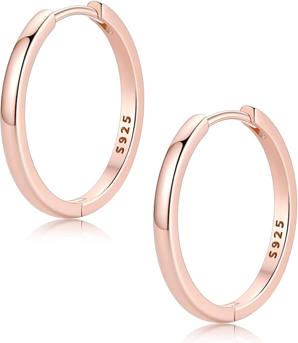 FaithHeart 925 Sterling Silver Huggie Hoop Earrings, Silver Small Hoop Earring for Women, 14K Gold/Black/Rose Gold Hypoallergenic Cartilage Earrings for Women 6/8/10/12/14/16/18/20mm