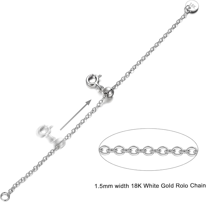 1pc 925 Sterling Silver 1.5mm Necklace Extender Chain 4inch Bracelet Anklet Single Bead Extension Adjustable Length