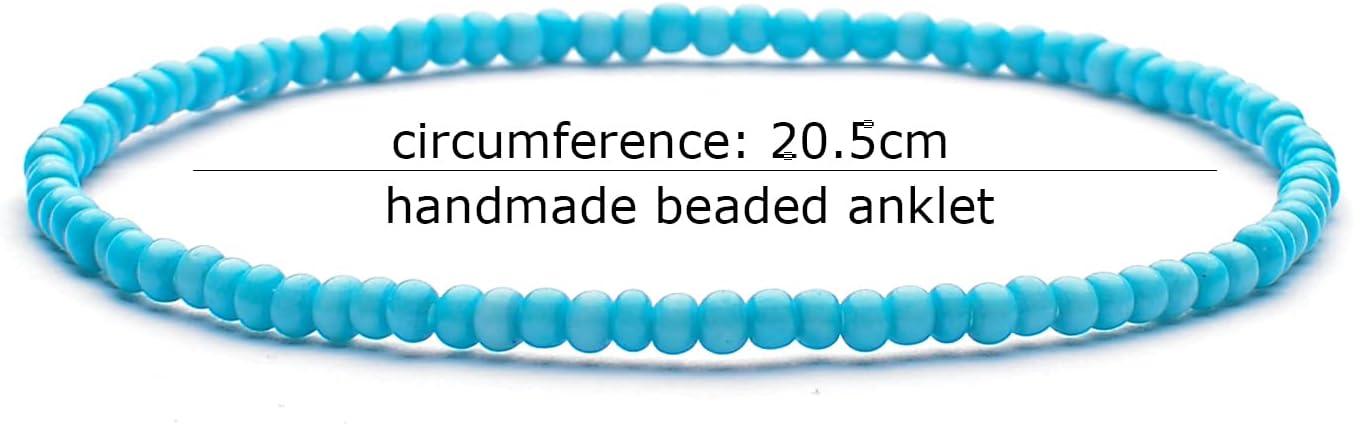 XIJIN 18 Pieces Elastic Beaded Anklets for Women Handmade Beach Boho Colorful Beads Ankle Bracelets Set