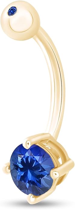 AFFY Round Shape Body Piercing Curved Barbells, Floating Navel Belly Piercing Button Premium Surgical Steel Ring in 14K Gold Over Sterling Silver
