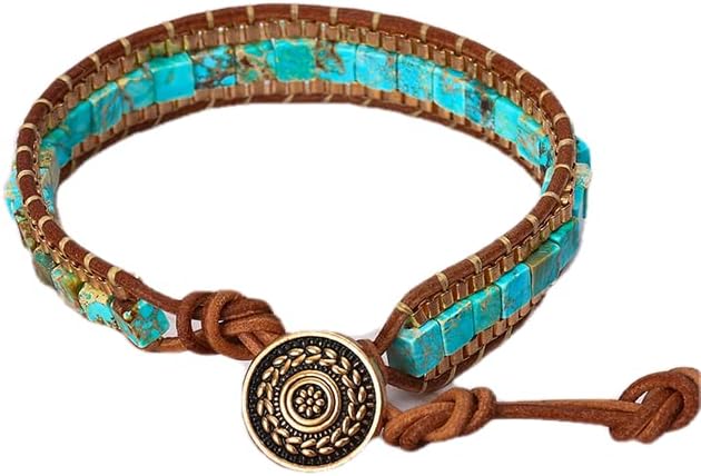 Mens Genuine Leather Bracelet - Handmade Adjustable Leather Cuff Bracelet punk Style leather wrap Wristband for Men