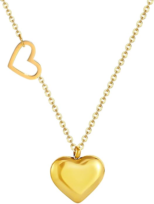 Dainty Love Heart Pendant Necklace Crystal Love Heart Charm Choker Silver Gold Plated Necklace Birthstone Jewelry for Women Trendy Daily Jewelry Accessories Stuff Birthday Gifts
