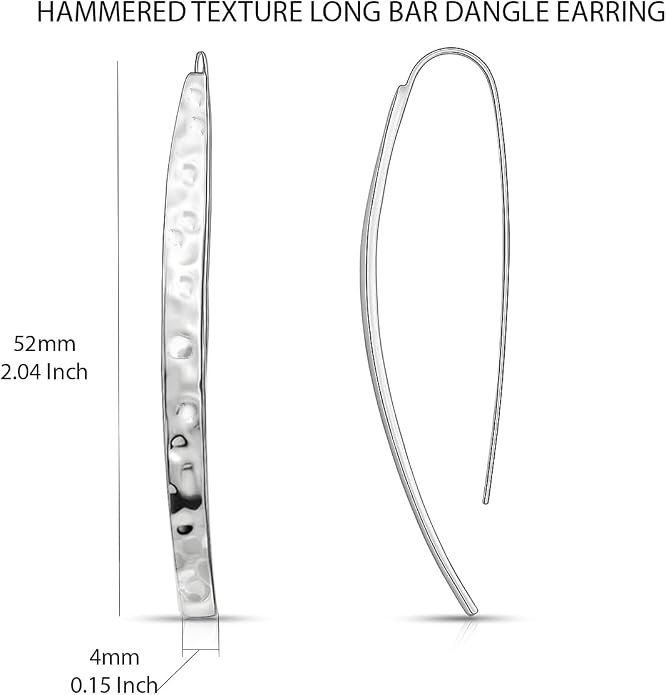 LeCalla 925 Sterling Silver Threader Earrings for Women | Handmade Wire Boho Hoops & Drop Earrings in Spiral, Heart, Bar Designs | Lightweight Pull Through Earring Jewelry Gift for Birthday, Anniversary
