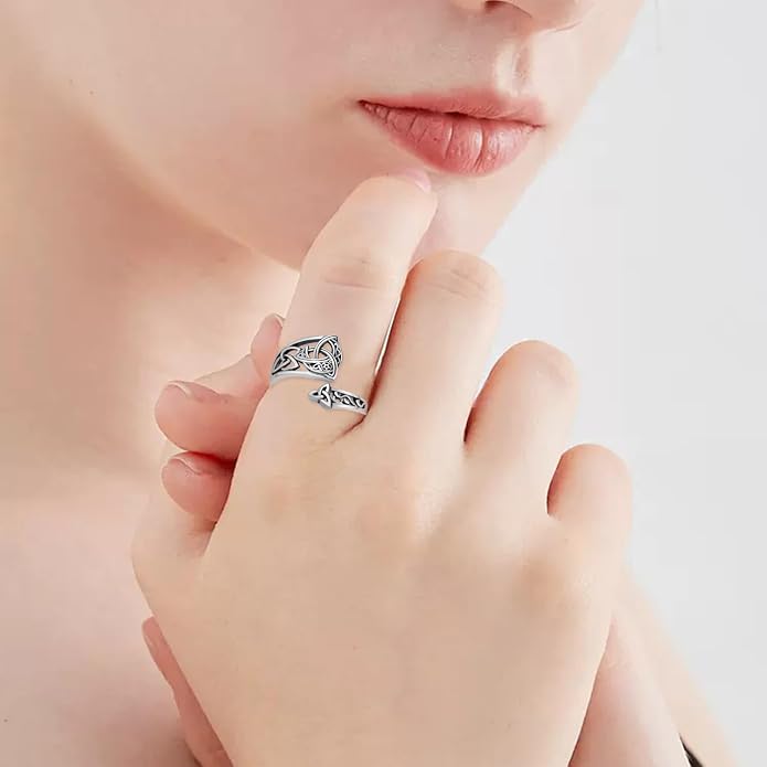 Celtic Knot Spoon Ring 925 Sterling Silver Celtic Knot Adjustable Ring Vintage Thumb Rings Jewelry Gifts for Women