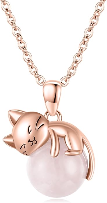 Cat Necklace Sterling Silver Cat Zircon Pendant Gothic Jewelry for Women Animal Lovers Gifts