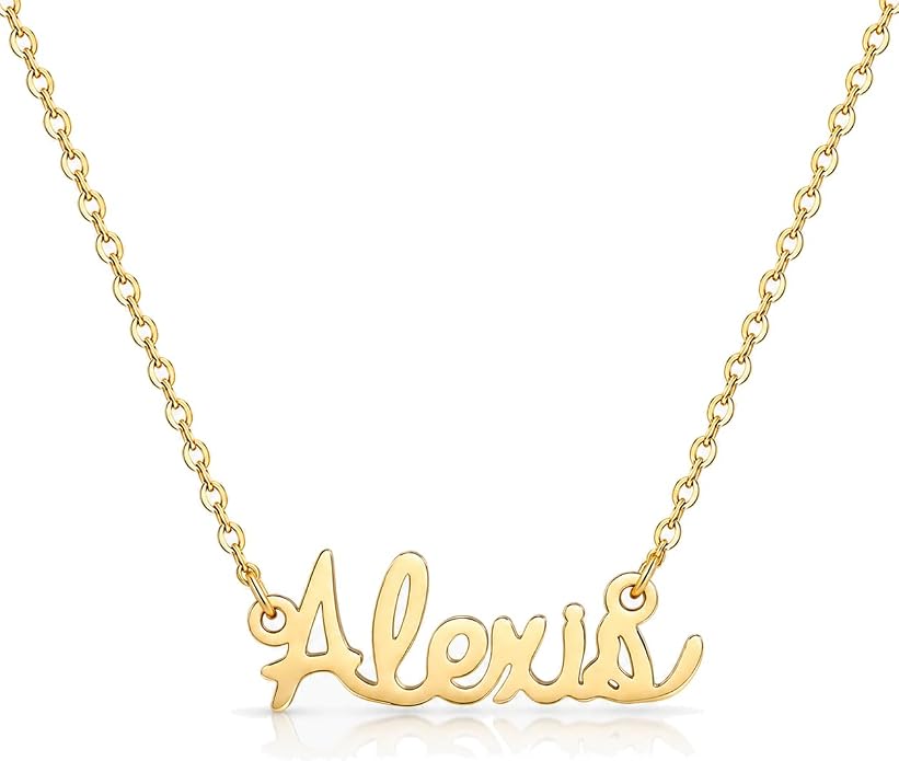 MOMOL 18K Gold Plated Stainless Steel Name Necklace Personalized Custom Name Necklace Customized Nameplate Necklace for women