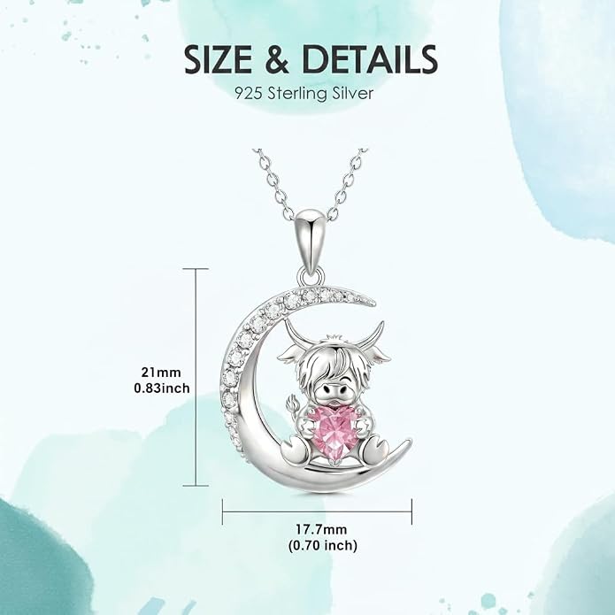PROESS Animal Birthstone Necklace 925 Sterling Silver Otter/Axolotl/Hippo/Elephant/Dachshund/Monkey/Red Panda Pendant Necklace Animal Birthstone Jewelry Gifts for Women