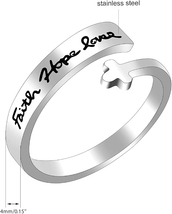 Uloveido Adjustable Inspirational Flying Dandelion Double Stainless Steel Freedom Ring Bands Cool Stacking Gift for Women, Engraving Rings Motivational Gift Y2004