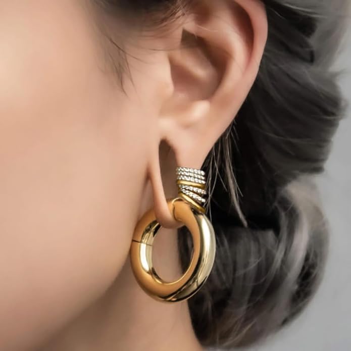5/10PCS Septum Rings Hoop, 16G/1.2*(6-8-10) mm Surgical Stainless Steel CZ Segment Nose Rings, Cartilage Clicker Hoop Earrings for Rook, Daith, Tragus, Shell pattern Gold Silver