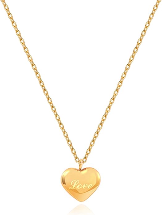 Zeffy Dainty Gold Heart Necklace for Women Trendy 14K Gold/Silver Plate Cute Heart Pendant Choker Necklaces Gold Love Heart Chain Necklace for Women Dainty Gold Jewelry Gifts for Women