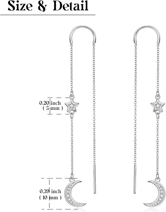 Threader Earrings Triangle Earrings Sterling Silver Created Opal Dangle Drop Long Chain Earring for Women Thread Earrings