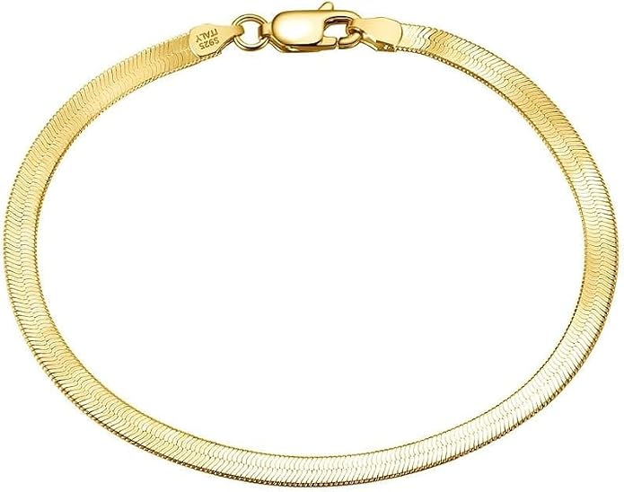 14K Gold Ankle Bracelets Gold Anklets for Women Herringbone Chain Ankle Bracelets for Women Waterproof Vintage Graceful Women's Anklets 9,10,11