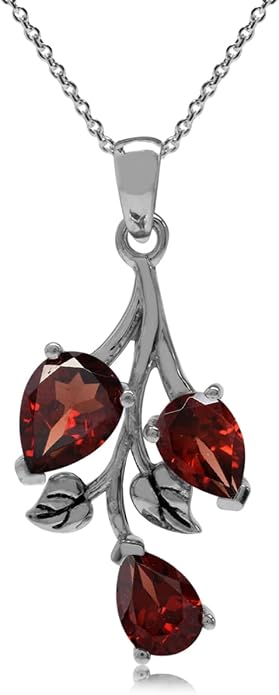 Silvershake Pear Shape Birthstone Gemstone Antique Finishing 925 Sterling Silver Leaf Vintage Inspired Pendant with 18 Inch Chain Necklace Jewelry for Women