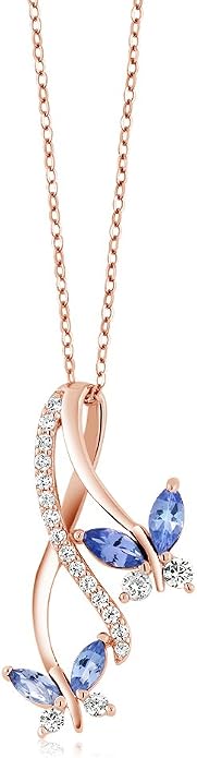 Gem Stone King 1.21 Cttw Blue Tanzanite Necklace | Butterfly Infinity Pendant Necklace for Women | 925 Sterling Silver | December Gemstone Birthstone | With 18 Inch Silver Chain