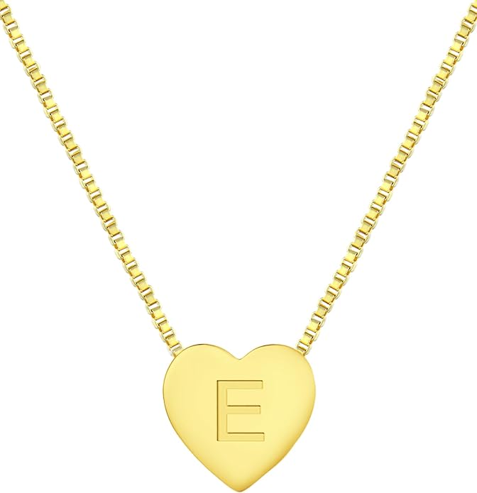 YL Initial Necklace 925 Sterling Silver Heart Letter Pendant A-Z Alphabet Cubic Zirconia Jewelry for Women