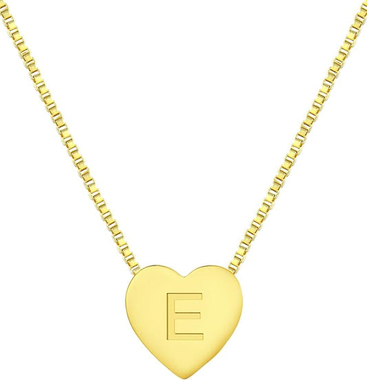 YL Initial Necklace 925 Sterling Silver Heart Letter Pendant A-Z Alphabet Cubic Zirconia Jewelry for Women