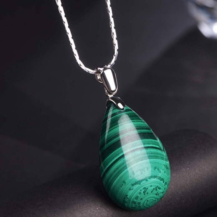 iSTONE 925 Sterling Silver Natural Crytral for Womens Pendant Necklace, Gemstone Birthstone with 17.8" Silver Chain Ladies