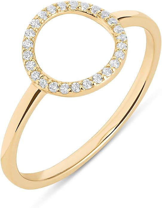 Milla Sterling Silver Rings for Women - Dainty Stackable Open Circle & Chain Gold Rings
