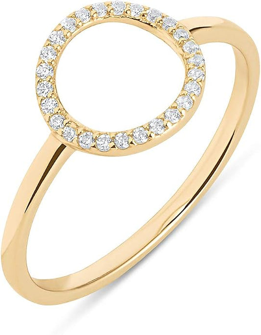 Milla Sterling Silver Rings for Women - Dainty Stackable Open Circle & Chain Gold Rings