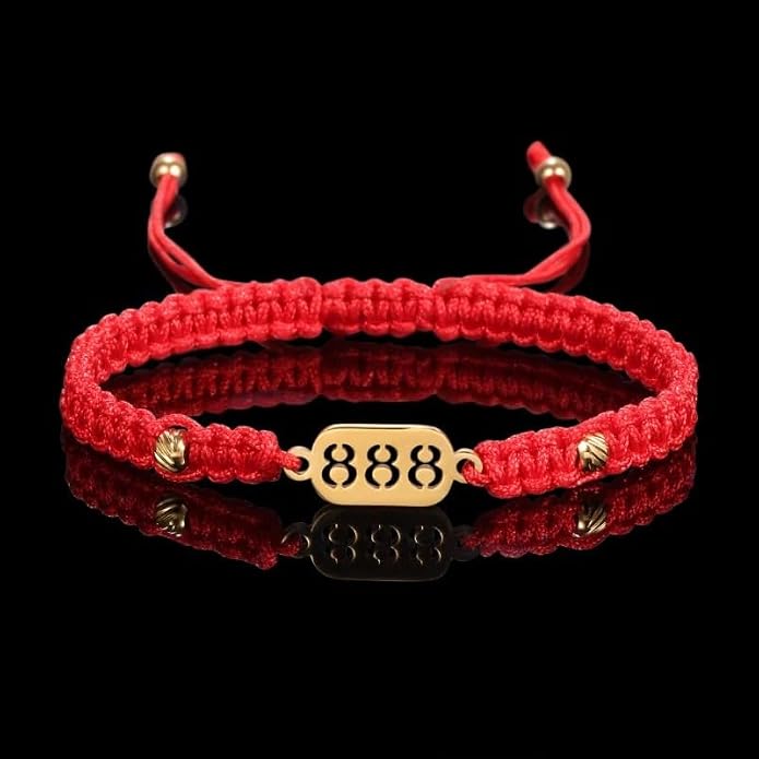 Buddha & Karma Red String Bracelet 888 - Adjustable Ankle Bracelet for Adult Women & Men - Woven Bracelet for Protection & Luck