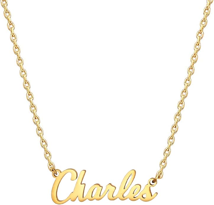 MOMOL 18K Gold Plated Stainless Steel Name Necklace Personalized Custom Name Necklace Customized Nameplate Necklace for women