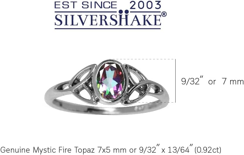 Silvershake 7x5MM Oval Shape Birthstone Gemstone White Gold Plated or 18K Yellow Gold Plated 925 Sterling Silver Triquetra Trinity Celtic Knot Solitaire Ring Jewelry for Women