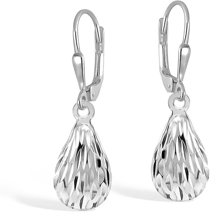 LeCalla 925 Sterling Silver Leverback Drop Earrings | Lightweight Italian Teardrop Dangle Earring for Women