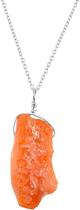 Natural Raw Gemstone Crystal Dainty Pendant Necklace for Women, Healing Chakra Stone, Birthstone, Handmade Jewelry, Rhodium Plated 925 Sterling Silver Chain 18" Gift for her