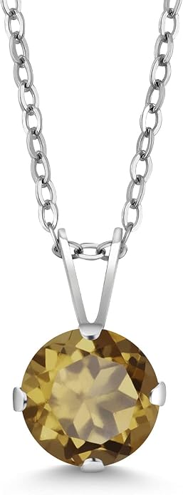 Gem Stone King 7MM Round Gemstone Birthstone Pendant Necklace For Women | 925 Sterling Silver | With 18 Inch Silver Chain | Fine Jewelry Gifts for Women Her Mom Wife