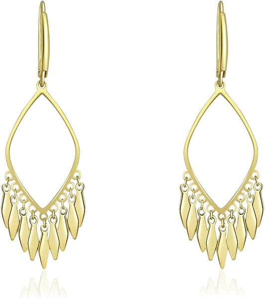 Sterling Silver Big Drop Earrings 925 Tassel Linear Ear Hanging Shimmering Fan Statement Teardrop Earrings - Designer Multi-Style Statement Exquisite Trendy Upscale Chandelier Dangle Earrings Jewelry Gift for Women