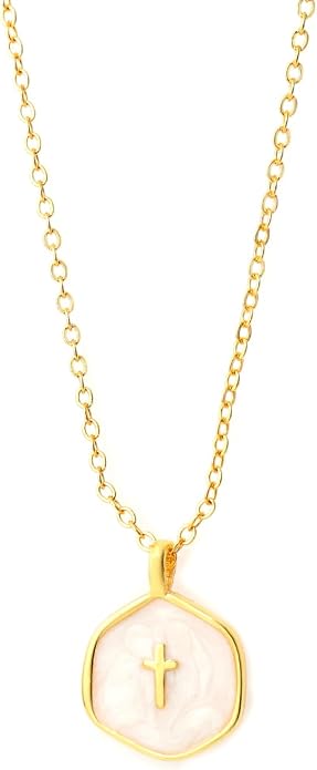 14K Gold Plated Paper Clip Chain Link Necklace Satellite Cross Key Starfish Turquoise Heart Necklace for Women