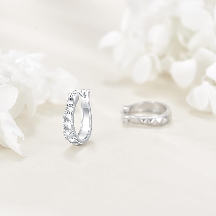 Sterling Silver Hoop Earrings Small Hoop Sun/Leaf/Triangle Huggie Earrings for Women Hypoallergenic