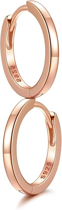 SILVERCUTE 925 Sterling Silver Huggie Hoop Earrings for Women,Hypoallergenic Small Hoop Earrings Lightweight Silver/14K Gold Hoops Cartilage Earrings for Women,8/10/12mm