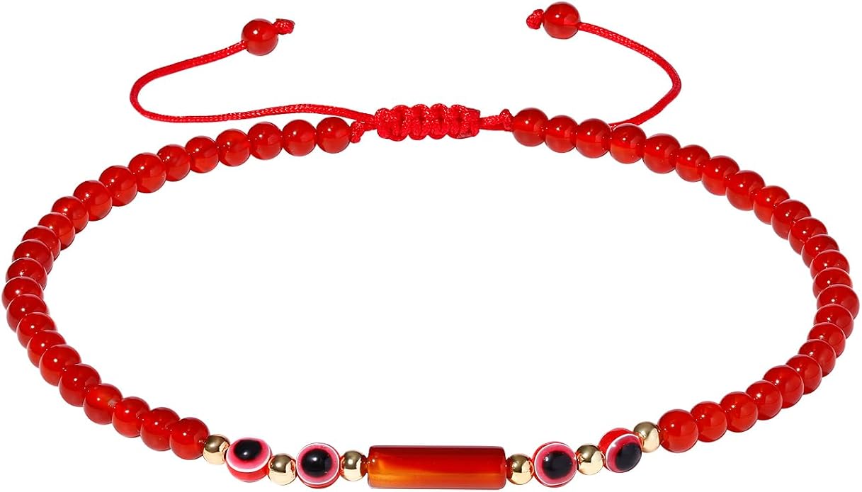 Spiritual Agate Evil Eye Beaded Anklet Protection Beach Jewelry
