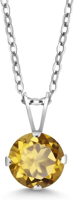 Gem Stone King 7MM Round Gemstone Birthstone Pendant Necklace For Women | 925 Sterling Silver | With 18 Inch Silver Chain | Fine Jewelry Gifts for Women Her Mom Wife